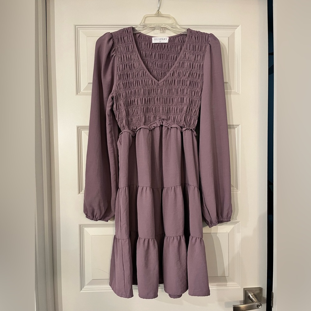 Juliana’s Boutique Purple Long Sleeve Smocked Dress